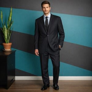 Men's Classic Black Pinstripe Suit